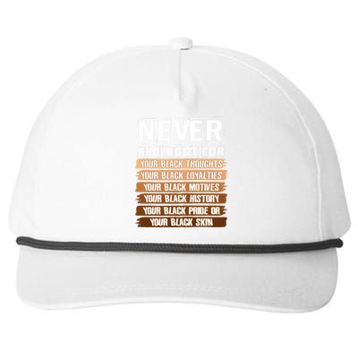 Never Apologize For Your Black History Snapback Five-Panel Rope Hat