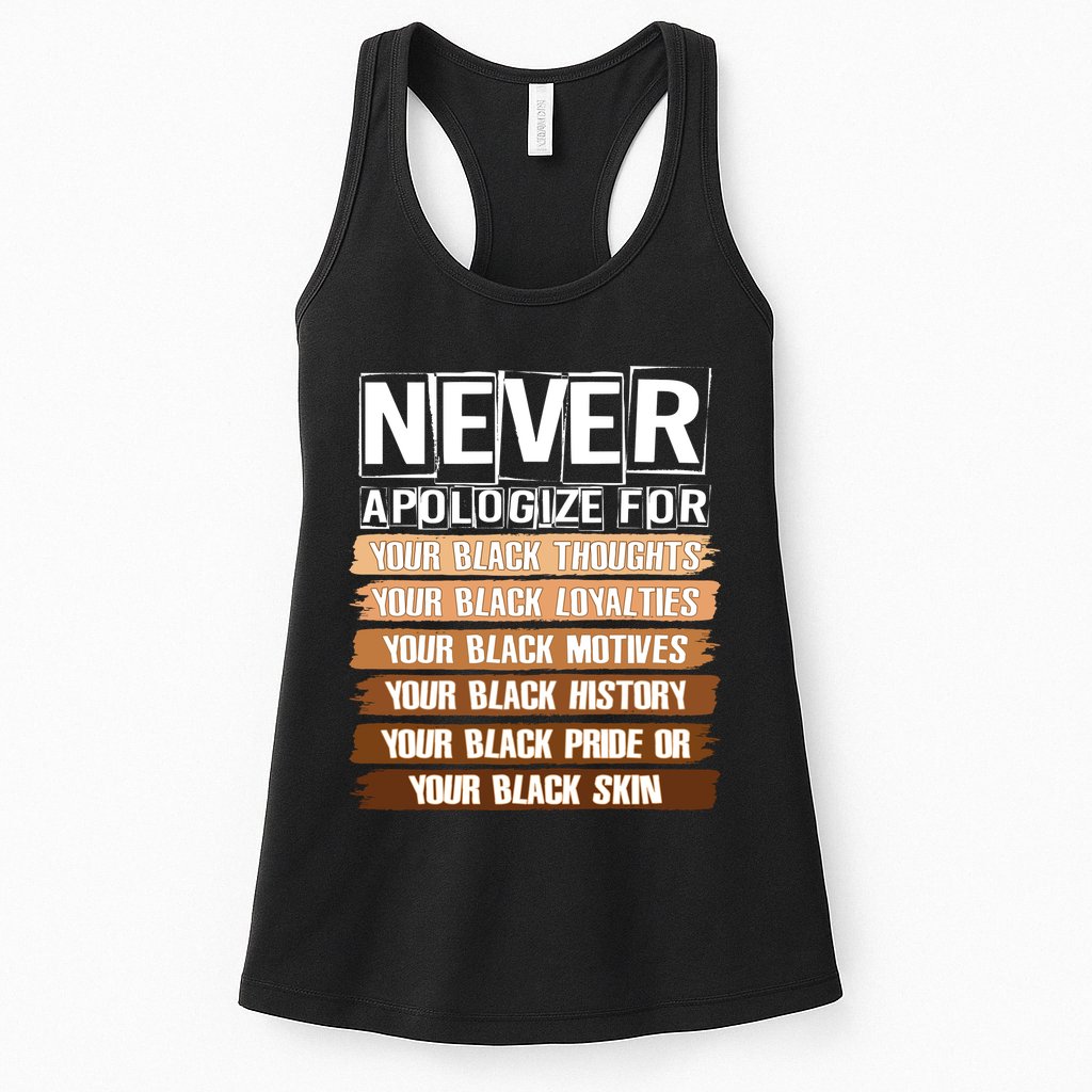 Never Apologize For Your Black History Womens Tank Top