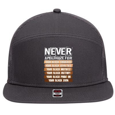 Never Apologize For Your Black History 7 Panel Mesh Trucker Snapback Hat