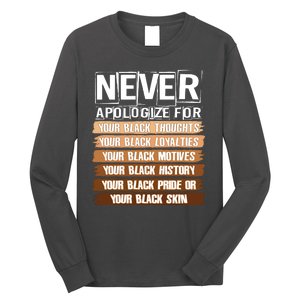 Never Apologize For Your Black History Long Sleeve Shirt