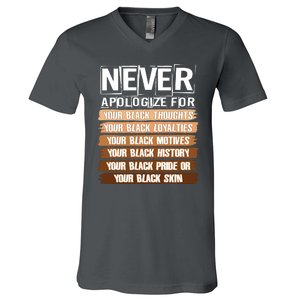 Never Apologize For Your Black History V-Neck T-Shirt