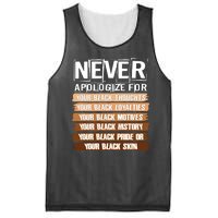 Never Apologize For Your Black History Mesh Reversible Basketball Jersey Tank