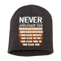 Never Apologize For Your Black History Short Acrylic Beanie