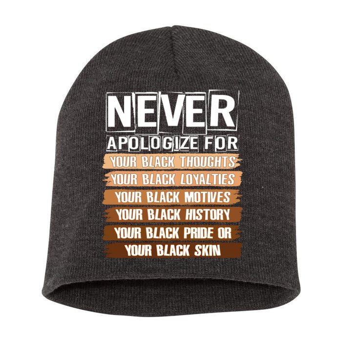 Never Apologize For Your Black History Short Acrylic Beanie