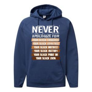 Never Apologize For Your Black History Performance Fleece Hoodie