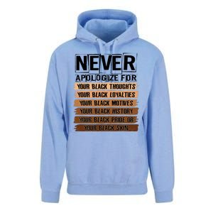 Never Apologize For Your Black History Unisex Surf Hoodie