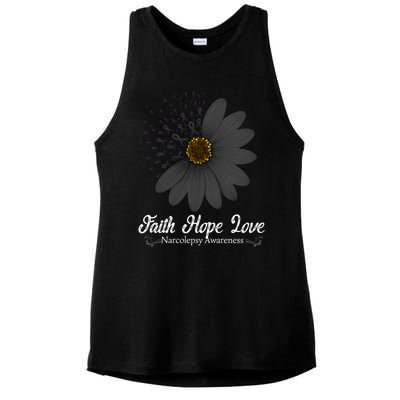 Narcolepsy Awareness Faith Hope Love Black Ribbon Support Gift Ladies PosiCharge Tri-Blend Wicking Tank