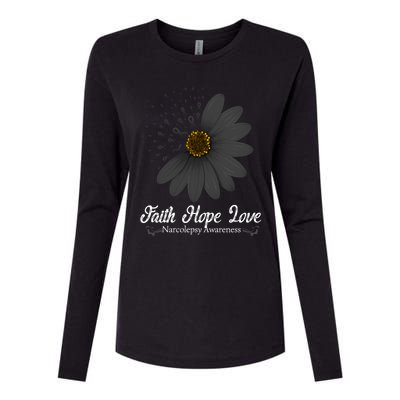 Narcolepsy Awareness Faith Hope Love Black Ribbon Support Gift Womens Cotton Relaxed Long Sleeve T-Shirt