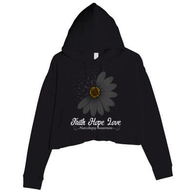 Narcolepsy Awareness Faith Hope Love Black Ribbon Support Gift Crop Fleece Hoodie