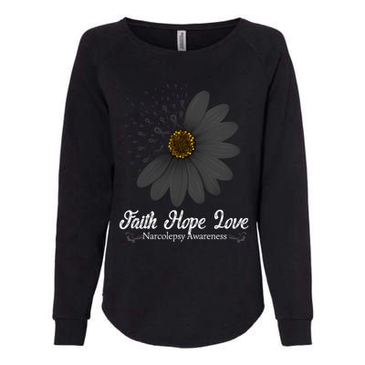 Narcolepsy Awareness Faith Hope Love Black Ribbon Support Gift Womens California Wash Sweatshirt