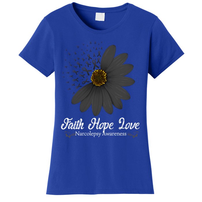 Narcolepsy Awareness Faith Hope Love Black Ribbon Support Gift Women's T-Shirt