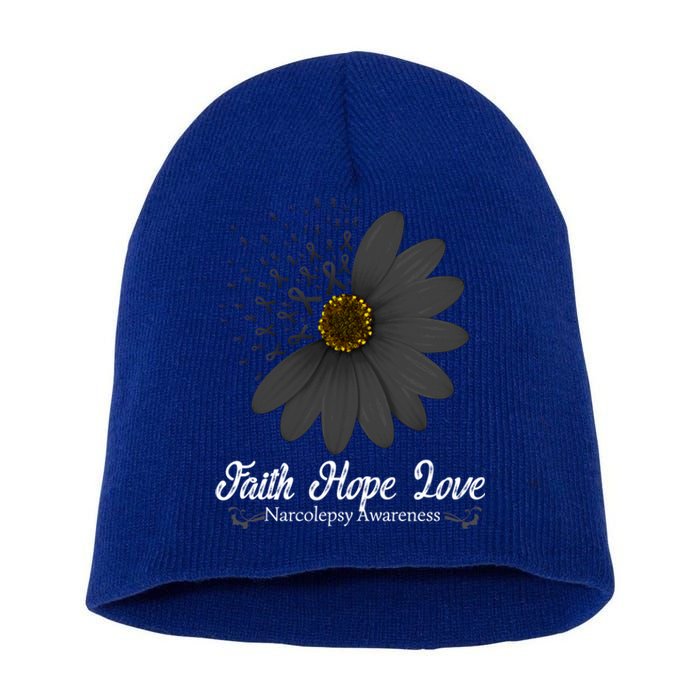 Narcolepsy Awareness Faith Hope Love Black Ribbon Support Gift Short Acrylic Beanie