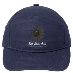 Narcolepsy Awareness Faith Hope Love Black Ribbon Support Gift 7-Panel Snapback Hat