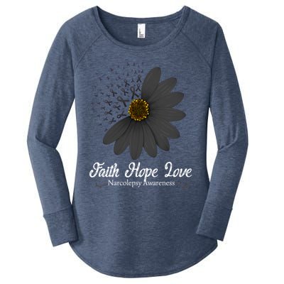 Narcolepsy Awareness Faith Hope Love Black Ribbon Support Gift Women's Perfect Tri Tunic Long Sleeve Shirt