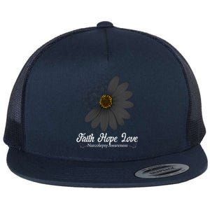 Narcolepsy Awareness Faith Hope Love Black Ribbon Support Gift Flat Bill Trucker Hat