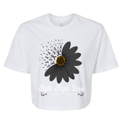 Narcolepsy Awareness Faith Hope Love Black Ribbon Support Gift Bella+Canvas Jersey Crop Tee