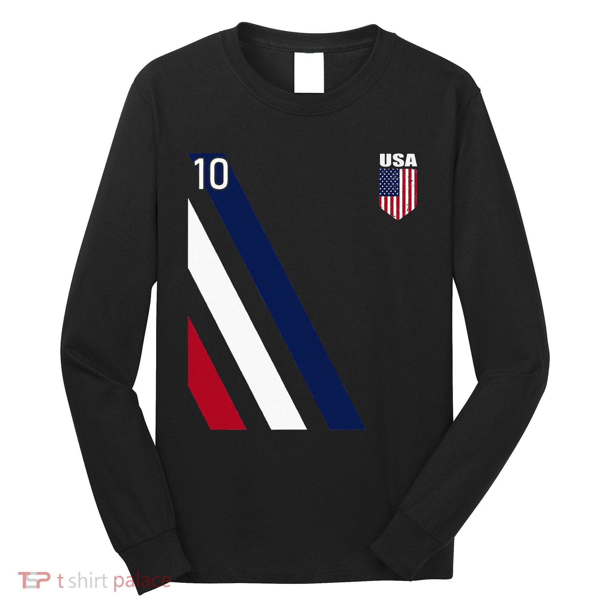 National American Flag Soccer USA Jersey Fan 10 Football USA Long Sleeve Shirt