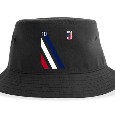 National American Flag Soccer USA Jersey Fan 10 Football USA Sustainable Bucket Hat