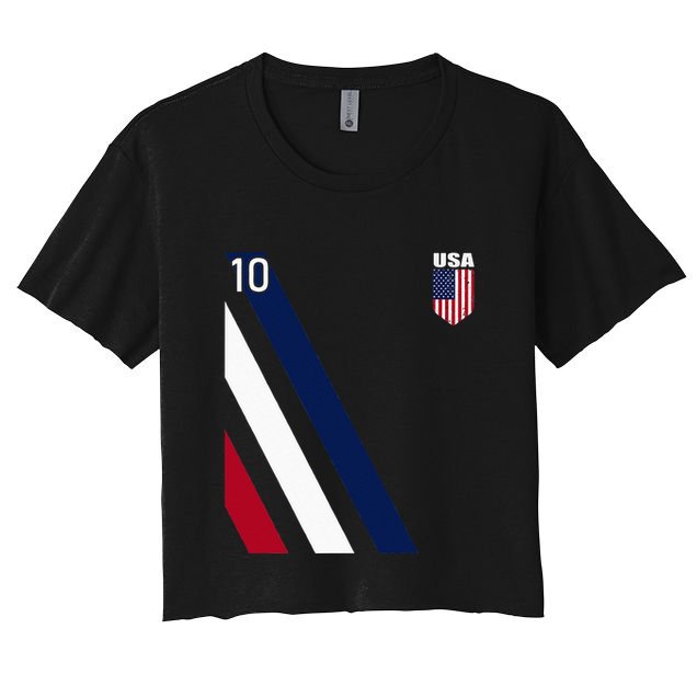 National American Flag Soccer USA Jersey Fan 10 Football USA Crop Top