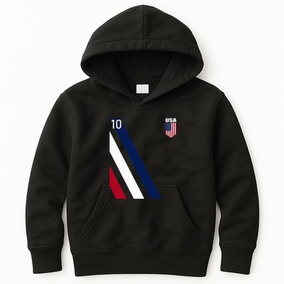 National American Flag Soccer USA Jersey Fan 10 Football USA Kids Hoodie