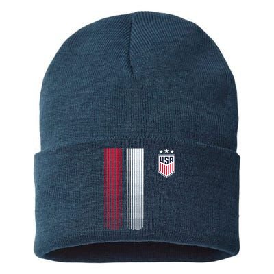 National America Flag USA American Football Fan Soccer Team Sustainable Knit Beanie