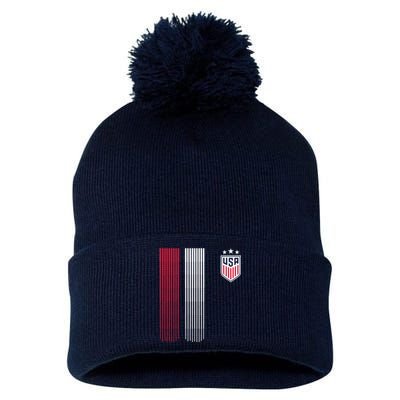 National America Flag USA American Football Fan Soccer Team Pom Pom 12in Knit Beanie