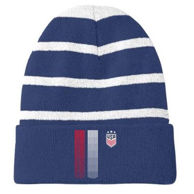 National America Flag USA American Football Fan Soccer Team Striped Beanie with Solid Band