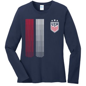 National America Flag USA American Football Fan Soccer Team Ladies Long Sleeve Shirt