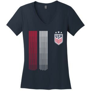 National America Flag USA American Football Fan Soccer Team Women's V-Neck T-Shirt