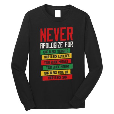 Never Apologize For Your Blackness, Black History Month Long Sleeve Shirt