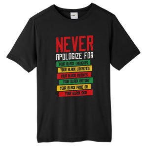 Never Apologize For Your Blackness, Black History Month Tall Fusion ChromaSoft Performance T-Shirt