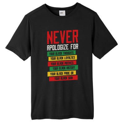 Never Apologize For Your Blackness, Black History Month Tall Fusion ChromaSoft Performance T-Shirt