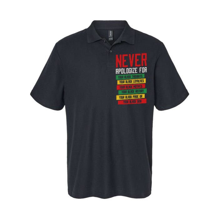 Never Apologize For Your Blackness, Black History Month Softstyle Adult Sport Polo