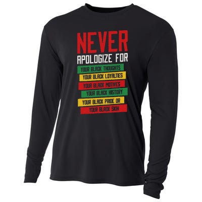 Never Apologize For Your Blackness, Black History Month Cooling Performance Long Sleeve Crew