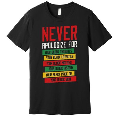 Never Apologize For Your Blackness, Black History Month Premium T-Shirt