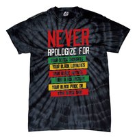 Never Apologize For Your Blackness, Black History Month Tie-Dye T-Shirt