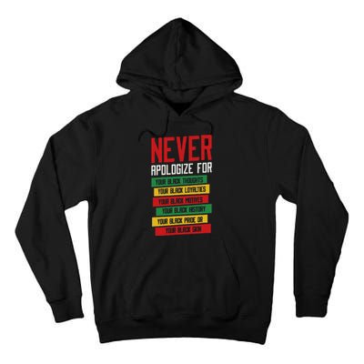 Never Apologize For Your Blackness, Black History Month Tall Hoodie