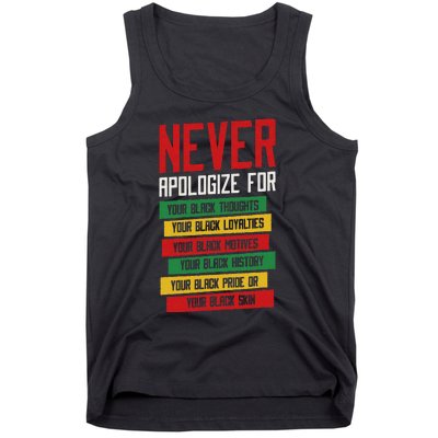 Never Apologize For Your Blackness, Black History Month Tank Top