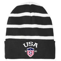 National America Flag American Soccer USA Jersey Fan Team Striped Beanie with Solid Band