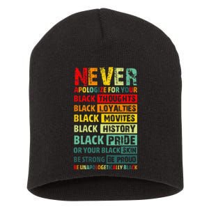 Never Apologize For Your Blackness Black History Juneteenth Short Acrylic Beanie