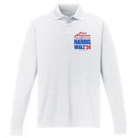 Native Americans For Harris Walz Kamala For President Performance Long Sleeve Polo