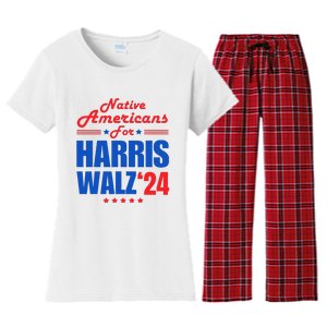 Native Americans For Harris Walz Kamala For President Women's Flannel Pajama Set