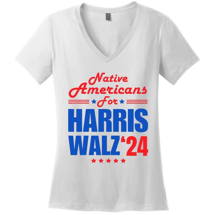 Native Americans For Harris Walz Kamala For President Women's V-Neck T-Shirt