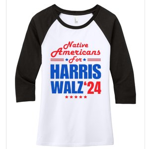 Native Americans For Harris Walz Kamala For President Women's Tri-Blend 3/4-Sleeve Raglan Shirt