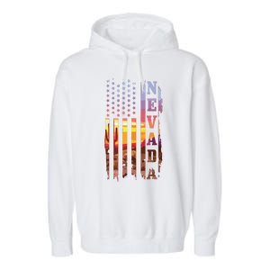 Nevada American Flag Pride Landscape Cactus Patriotic Gift Garment-Dyed Fleece Hoodie