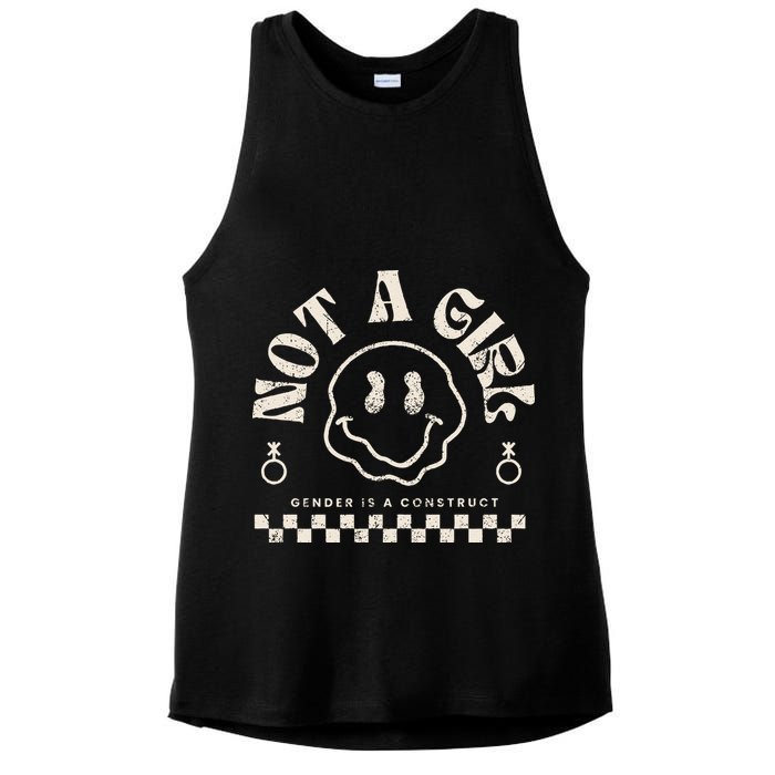 Not A Girl Non Binary  Gender Is A Construct Ladies PosiCharge Tri-Blend Wicking Tank