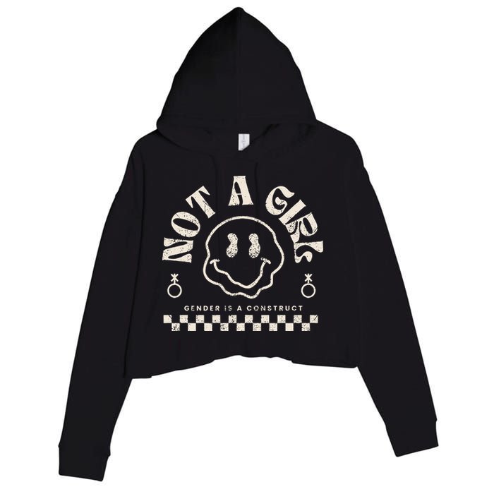 Not A Girl Non Binary  Gender Is A Construct Crop Fleece Hoodie