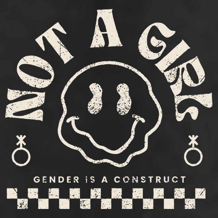 Not A Girl Non Binary  Gender Is A Construct Crop Fleece Hoodie