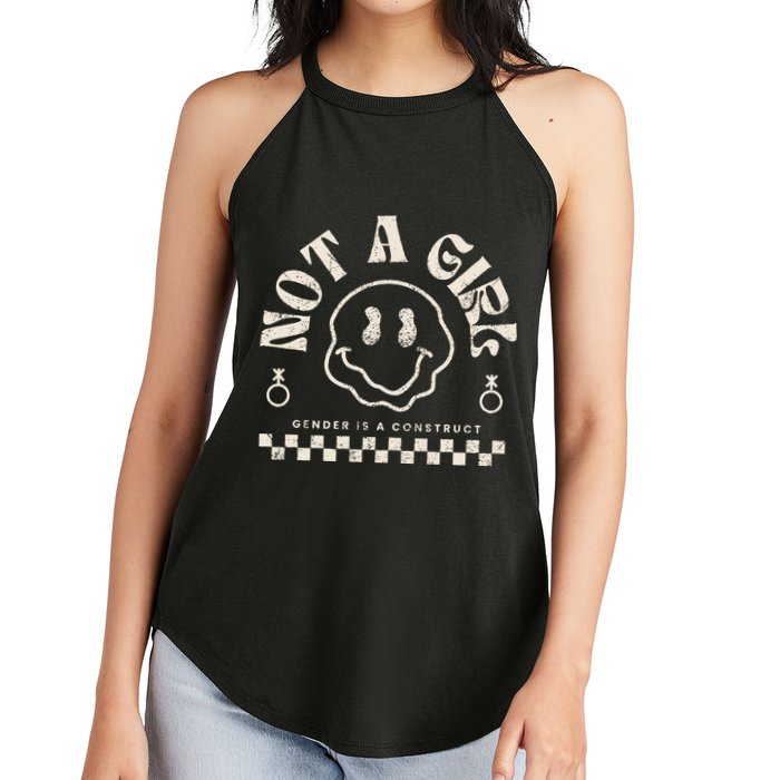 Not A Girl Non Binary  Gender Is A Construct Women's Perfect Tri Rocker Tank