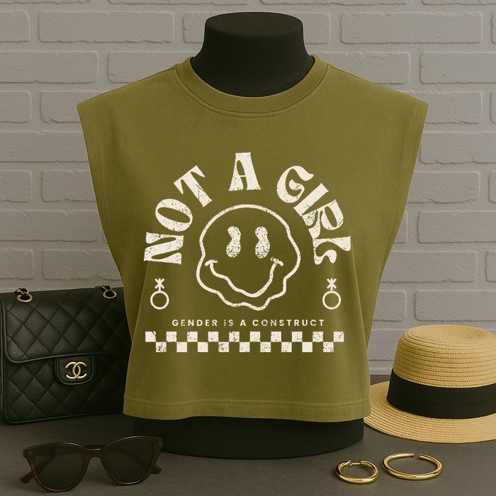 Not A Girl Non Binary  Gender Is A Construct Garment-Dyed Women's Muscle Tee